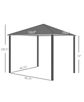 Outsunny Patio Gazebo 10' x 10' Outdoor Soft Top Canopy Tent with Zippered Mesh Sidewalls, Privacy Curtains, Netting, Dark Grey