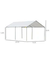 Outsunny 10'x20' Carport Heavy Duty Galvanized Car Canopy with Included Anchor Kit, 3 Reinforced Steel Cables, White