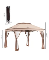 Outsunny 11' x 11' Pop Up Gazebo Outdoor Canopy Shelter with 2