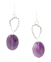 Barse Rose Sterling Silver and Genuine Amethyst Drop Earrings