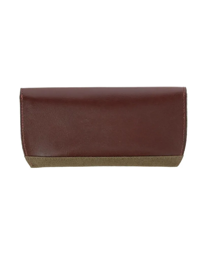 Trafalgar Men's Charing Cross Leather and Canvas Snap Glasses Case