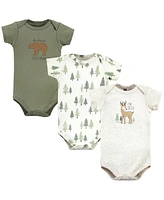 Hudson Baby Boys Unisex Cotton Bodysuits, Forest Deer 3-Pack