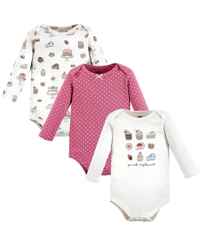 Hudson Baby Infant Girl Cotton Bodysuits, Mom Dad Floral, 3-Pack