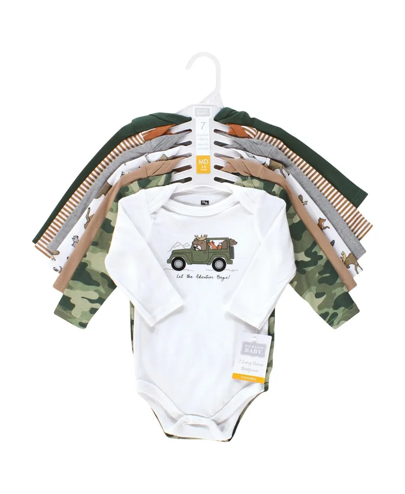 Hudson Baby Baby Boys Cotton Long-Sleeve Bodysuits