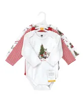 Hudson Baby Boys Cotton Long-Sleeve Bodysuits, Santa Reindeer, 6-9 Months