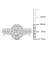 Diamond Oval Halo Cluster Engagement Ring (1 ct. t.w.) in 14k Gold