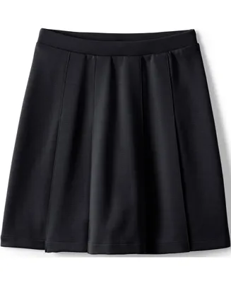 Lands' End Big Girls School Uniform Ponte Pleat Skirt at the Knee