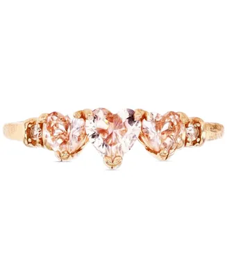 Lab-Grown Morganite Triple Heart Ring (1-1/20 ct. t.w.) 14k Rose Gold-Plated Sterling Silver