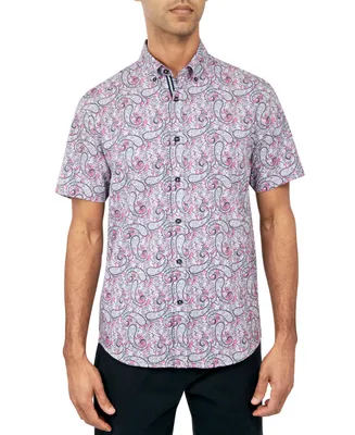 Society Of Threads Men's Regular Fit Non-Iron Performance Stretch Paisley Print Button-Down Shirt