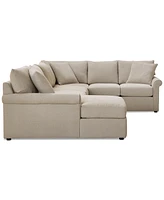 Wrenley 138" 3-Pc. Fabric Sectional Chaise Sofa, Created for Macy's