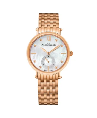 Alexander Women's Roxana Rose-Gold Stainless Steel , Mother of Pearl Dial , 34mm Round Watch - Rose