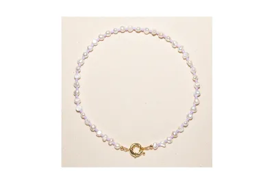 Joey Baby 18K Gold Plated Freshwater Pearls with Purple Glass Beads - Taro Necklace 17" For Women