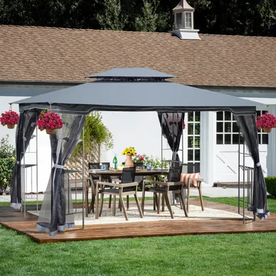 Streamdale Furniture 13 X 10 Outdoor Patio Gazebo Canopy Tent With Ventilated Double Roof And Mosquito Net