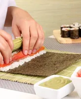 Helen's Asian Kitchen Sushi Rolling Set, Includes 2 Sushi Mats 2 Rice Paddles and 10-Pair Silk Wrapped Bamboo Chopsticks