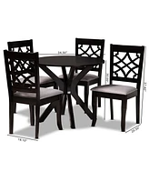 Elena Modern and Contemporary Fabric Upholstered 5 Piece Dining Set