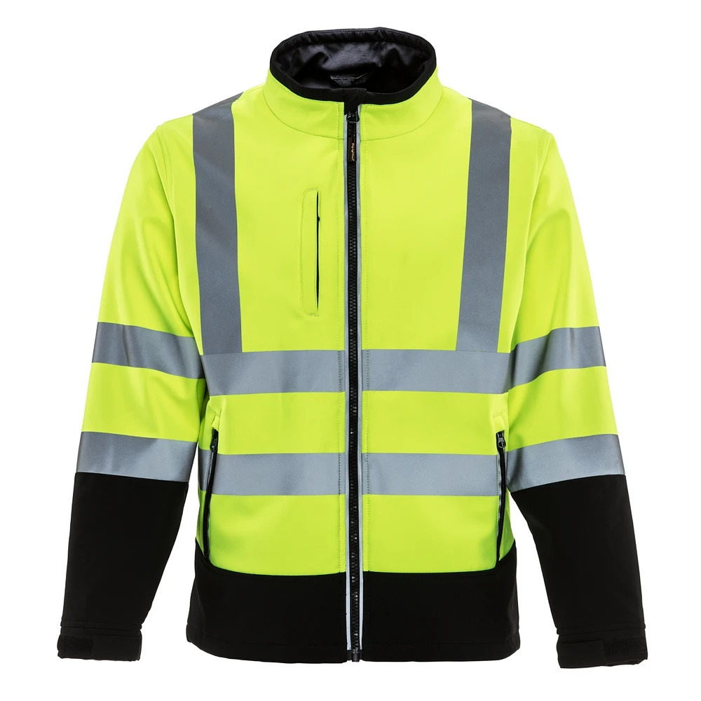 RefrigiWear Men's High Visibility Softshell Safety Jacket with Reflective Tape