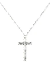 Diamond Beaded Cross 18" Pendant Necklace 10k Gold