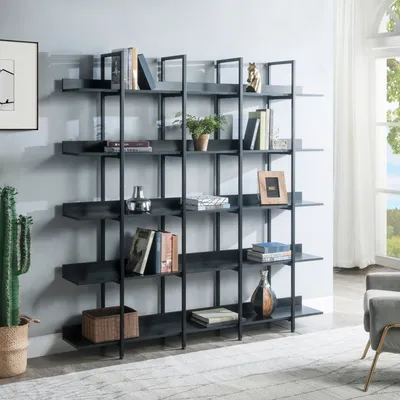 Simplie Fun 5 Tier Bookcase Home Office Open Bookshelf