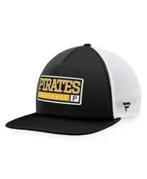 Men's Majestic Black, White Pittsburgh Pirates Foam Trucker Snapback Hat