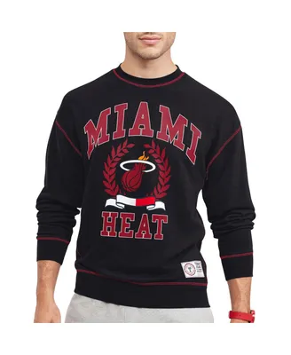 Men's Tommy Jeans Black Miami Heat Peter French Terry Pullover Sweatshirt