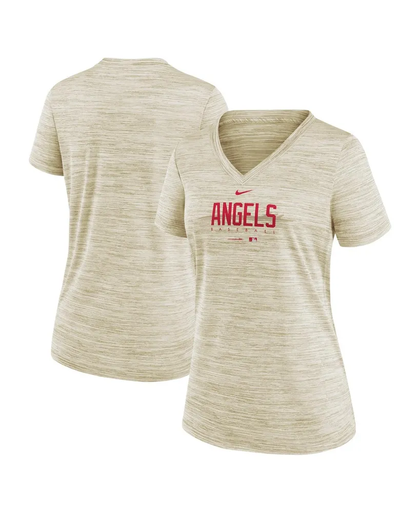 Women's Nike Cream Los Angeles Angels City Connect Velocity Practice Performance V-Neck T-shirt