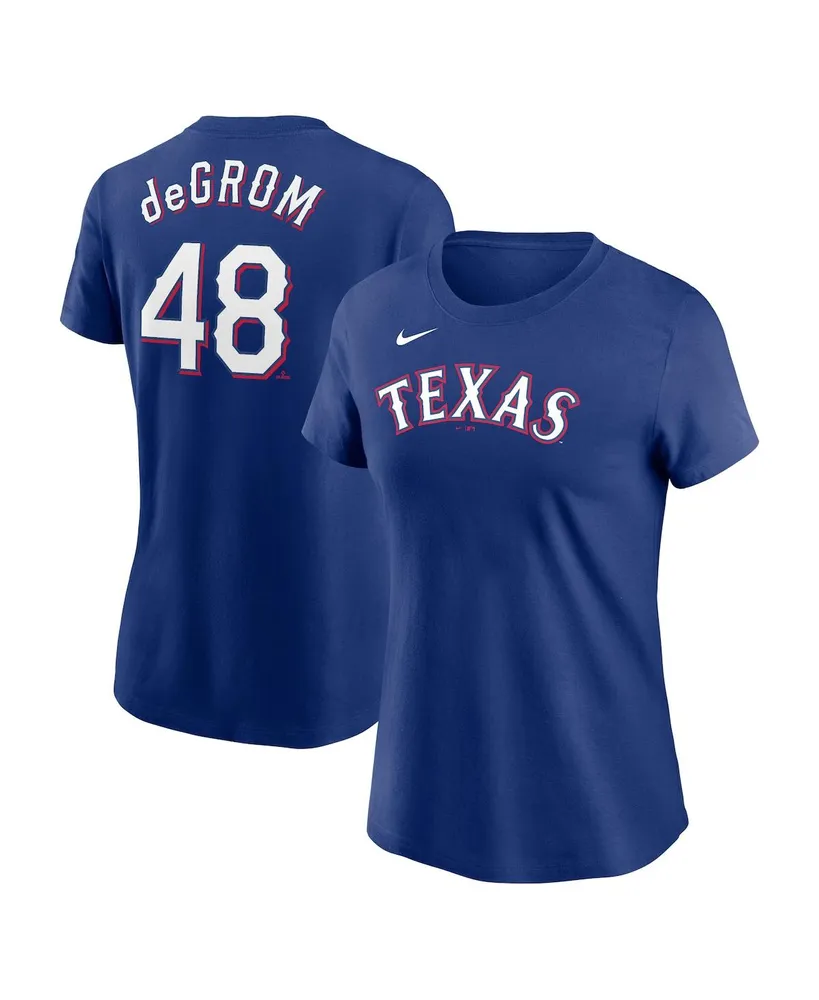 Women's Nike Jacob deGrom Royal Texas Rangers 2023 Name and Number T-shirt
