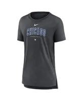 Women's Nike Heather Charcoal Chicago Cubs Authentic Collection Early Work Tri-Blend T-shirt