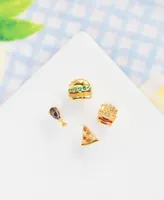 Girls Crew Crystal Multi-Color Lunch is on us Stud Earring Set