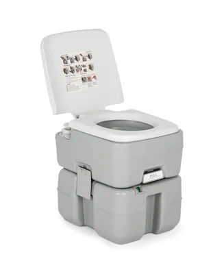 5.3 Gallon Portable Travel Toilet Outdoor Camping Toilet w/ Piston Pump Flush