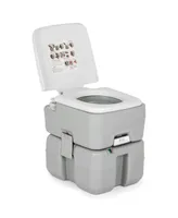 Costway 5.3 Gallon Portable Travel Toilet Outdoor Camping Toilet w/ Piston Pump Flush