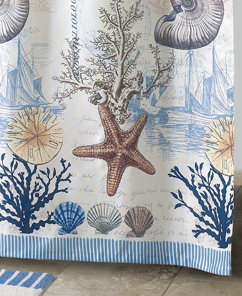 Avanti Antigua Starfish & Seashells Printed Shower Curtain, 72" x 72"