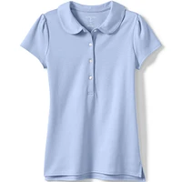 Lands' End Girls School Uniform Short Sleeve Peter Pan Collar Polo Shirt