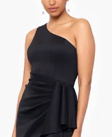 Xscape Women's One-Shoulder Ruffled Long Fit & Flare Dress