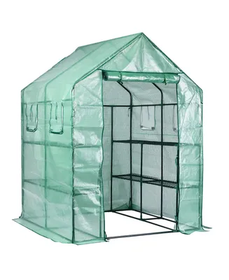 Garden Elements Personal Plastic Indoor Outdoor Standing Greenhouse For Seed Starting and Propagation, Frost Protection Green, Large, 77 Inches x 56 I