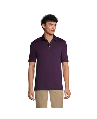 Lands' End Men's Tall Short Sleeve Super Soft Supima Polo Shirt with Pocket