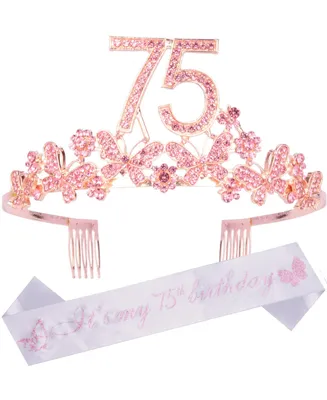 75th Birthday Sash and Tiara for Women