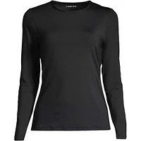 Lands' End Women's Crew Neck Long Sleeve Rash Guard Upf 50 Sun Protection Swim Tee