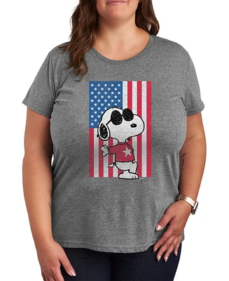 Hybrid Apparel Trendy Plus Peanuts Joe Cool Americana Graphic T-Shirt