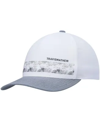Men's Travis Mathew White and Gray Drone Footage Snapback Hat
