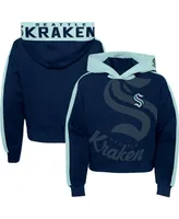 Big Girls Deep Sea Blue Seattle Kraken Record Setter Pullover Hoodie