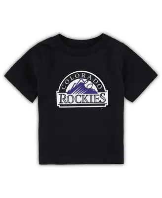 Toddler Boys and Girls Black Colorado Rockies Team Crew Primary Logo T-shirt