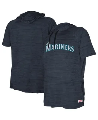 Big Boys and Girls Stitches Heather Navy Seattle Mariners Raglan Short Sleeve Pullover Hoodie