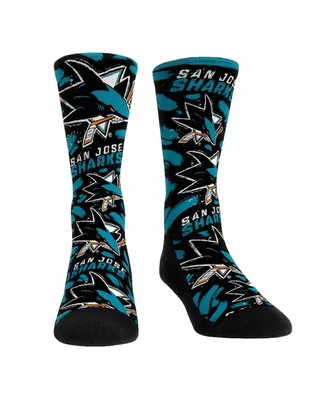 Men's and Women's Rock 'Em Socks San Jose Sharks Allover Logo Paint Crew