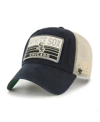 Men's '47 Brand Black Chicago White Sox Four Stroke Clean Up Trucker Snapback Hat