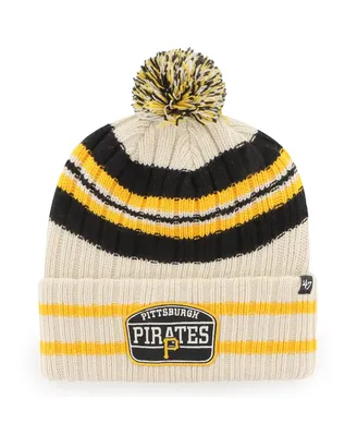 Men's '47 Brand Natural Pittsburgh Pirates Home Patch Cuffed Knit Hat with Pom