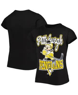 Big Girls Black Pittsburgh Penguins Mickey Mouse Go Team T-shirt