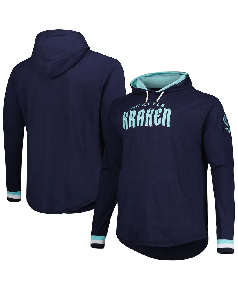 Men's Mitchell & Ness Deep Sea Blue Seattle Kraken Big and Tall Legendary Raglan Pullover Hoodie