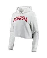 Women's League Collegiate Wear Ash Georgia Bulldogs 2-Hit 1636 Cropped Pullover Hoodie