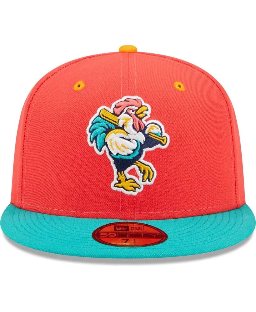 Men's New Era Coral, Turquoise Gallos De Delmarva Copa La Diversion 59FIFTY Fitted Hat