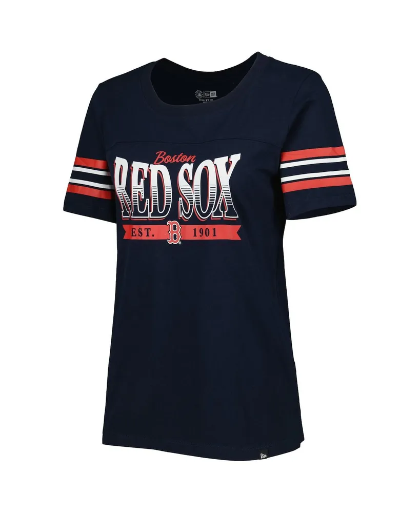 Women's New Era Navy Boston Red Sox Team Stripe T-shirt